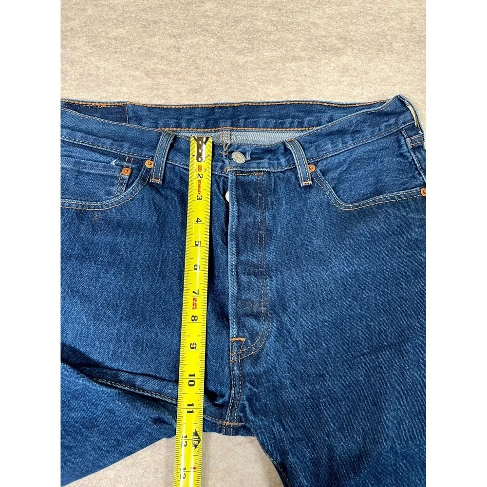 Levi's‎ 501 Jeans Mens 35x33 Blue Denim Cotton 5-Pockets Button Fly Straight Leg